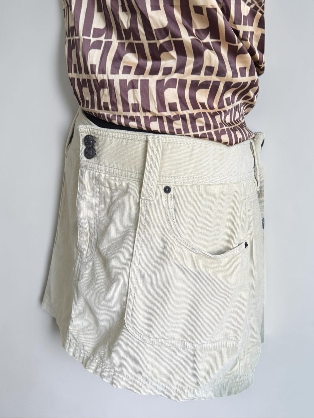 Abercrombie & Fitch Neutral Beige Corduroy Mini Skirt - Picture 6 of 15